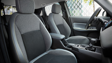 The front seats of the Honda Jazz Advance Sport.