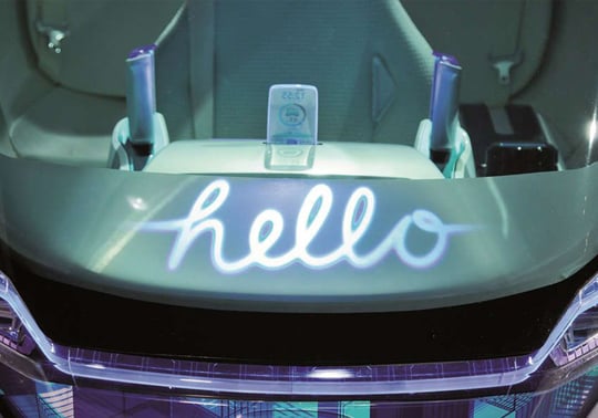 LED sign with letters hello.